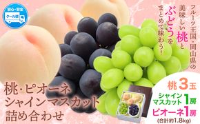 【2026年先行予約】桃 シャインマスカット ピオーネ 詰め合わせ 約1.8kg クール便 冷蔵便 桃 もも 葡萄 ブドウ ぶどう マスカット フルーツ セット 先行予約 晴れの国おかやま館 《2026年8月下旬‐9月中旬頃出荷》 フルーツ 果物 果実 岡山県 笠岡市---H-24a---