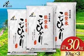 【期間限定発送】 米 令和7年 能登米 こしひかり 精米 10kg ×3袋 計 30kg [中橋商事 石川県 宝達志水町 38601196] お米 白米 ごはん 美味しい コシヒカリ おこめ こめ コメ 30キロ