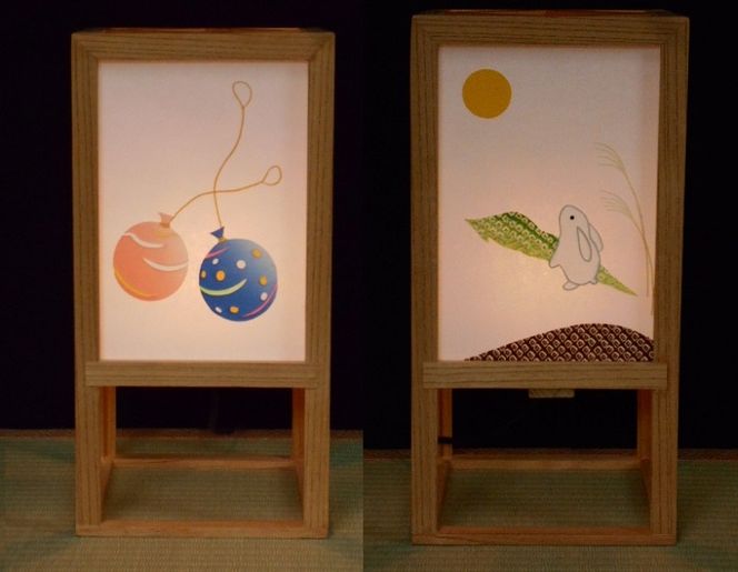 099H265 着物生地で作ったおしゃれな行灯（あんどん） 春夏秋冬