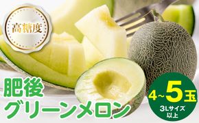 【先行予約】高糖度 2026年 八代産 肥後グリーンメロン 3Lサイズ以上 4～5玉 化粧箱入 お中元 夏 ギフト メロン めろん フルーツ 期間限定 【2026年5月中旬より順次発送】