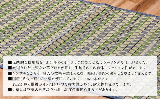 熊本県八代市産のい草を使って丹精込めて織り上げた『タロ』(サイズ：江戸間8畳)(カラー：グリーン) 国産 イグサ ラグ カーペット 絨毯 マット 敷き物