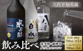 八代不知火蔵 白水 蔵酵母 720ml 純米焼酎 米芳醇 720ml 八つ星 和柑橘 クラフトジン 700ml 飲み比べ 各1本 (計3本) 瓶 お酒 アルコール  ギフト