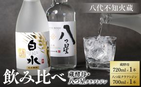 八代不知火蔵 白水 蔵酵母 720ml 八つ星 和柑橘 クラフトジン 飲み比べ 700ml 各1本 (計2本) 瓶