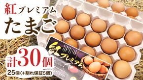 紅プレミアム 卵 30個 （ 25個 入り ＋ 割れ保障 5個 ） 独自飼料 濃厚 おいしい玉子 玉子 たまご サンサンエッグ タンパク質 [CX01-NT]