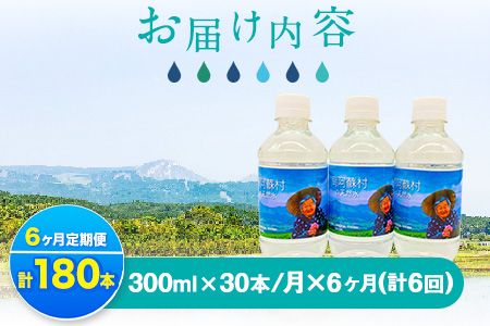 【6か月定期便】南阿蘇村 天然水 300mlボトル×30本（かなばあちゃんラベル）6回お届けで計180本！ ハイコムウォーター 《お申込み月の翌月から出荷開始》 熊本県南阿蘇村 天然水---sms_hcmkbltei_r7_68000_mo6num1---