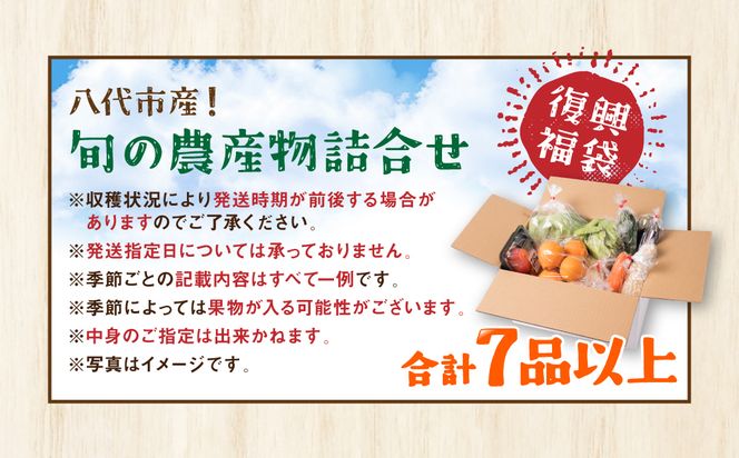 【毎月お届け】【定期便3回】八代市産！旬の農産物詰合せ 復興 福袋 7品以上