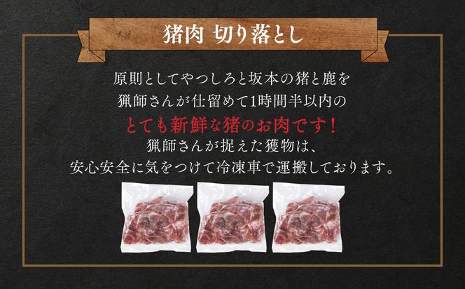 猪肉 切り落とし 1.2kg（モモ・ウデ）400g×3 ボタン肉 いのしし