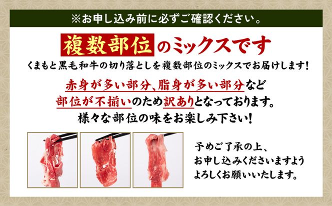 【訳あり】 くまもと黒毛和牛 切り落とし 1020g  340g×3 （ 黒毛和牛 牛肉 和牛 ブランド牛 ブランド和牛 訳あり牛肉 ブランド牛肉 牛肉切り落とし ブランド牛切り落とし 小分け 熊本県