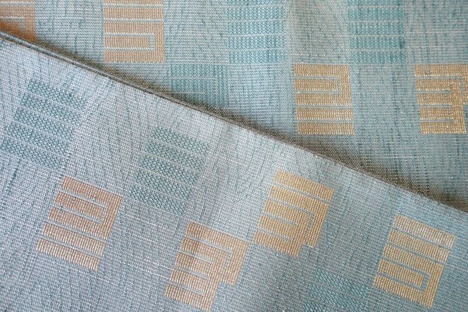 丹後帯 半幅帯「源氏香」（緑がかった水） FY00056