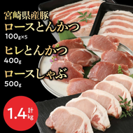 豚ロースとんかつ100g×5ロースしゃぶ500gヒレとんかつ400g計1.4kg N0147-YA3327