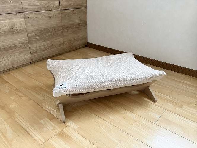 【オーガニックコットンカバー付き】リアルダウン入りプレミアムハンモック 1年中使いやすい ペットベッド 羽毛クッション カバー ２枚入り H162-036