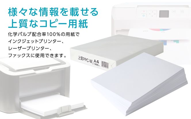 日本製紙 上質PPC-W A4コピー用紙 500枚（500枚x1パック） 上質紙 白色 事務用品 コピー機 複写機