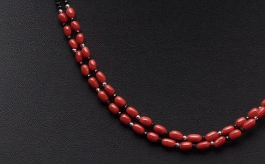 赤サンゴ（バロック型）×K18ミラーボールのネックレス _kn070