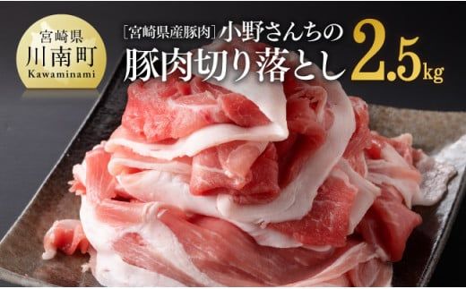 宮崎県産豚肉 小野さんちの豚肉 切り落とし 2.5kg[ 豚肉 豚 肉 宮崎県産 小分け パック 便利 ] [E10505]