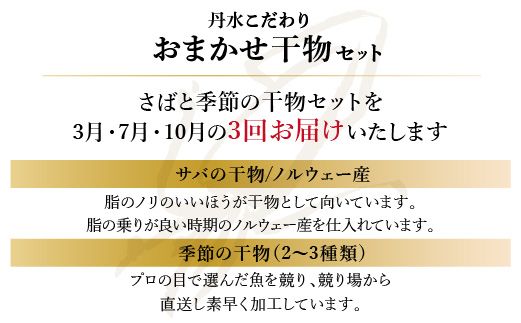 ＜3・7・10月お届け＞丹水こだわりおまかせ干物セット（さば&季節の干物）　FS00008