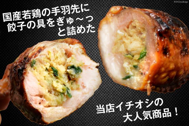 焼鳥のやまもと 特製 炭火焼手羽先餃子 たれ10本・塩コショウ10本 約1.3kg [山本食肉 山梨県 韮崎市 20743412] 手羽先餃子 手羽餃子 手羽先 餃子 鶏肉 チキン おかず おつまみ ビールのおとも コラーゲン かんたん 冷凍