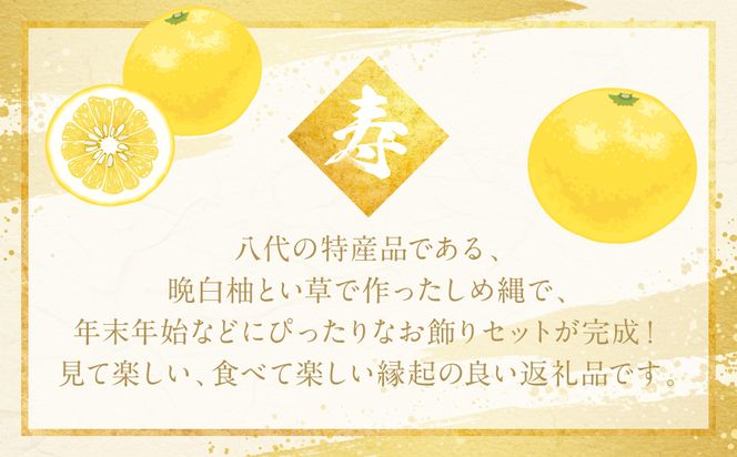 【先行予約】《年内最終日までお届け》やつしろ縁起物セット（晩白柚1玉込み） ばんぺいゆ みかん お正月 正月 飾り ギフト 贈り物 フルーツ 果物 くだもの い草 熊本県 八代市 【2026年12月中旬より順次発送】