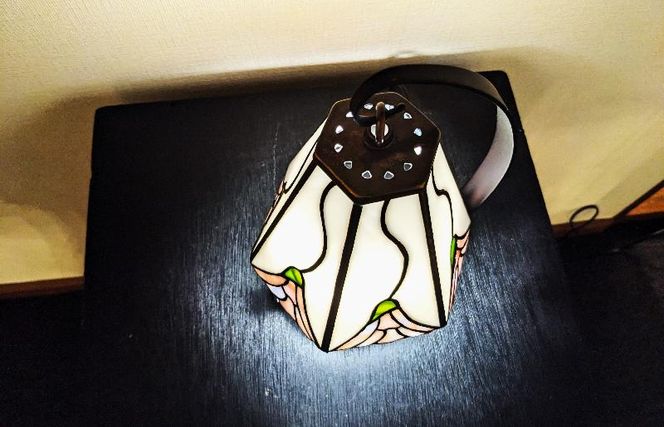 099H2382-1 ステンドグラス・ミニ吊りランプ（白）