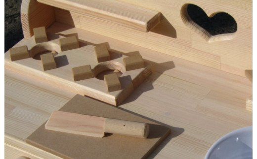 099H2144 手作り木製 ままごとキッチンDHK 素材色バージョン