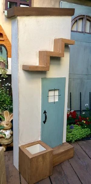 ＜Moon Rabbit＞階段ラックのお家型塀 ≪ガーデニング雑貨 壁　ガーデニング ガーデンファニチャー 目隠し 屋外≫