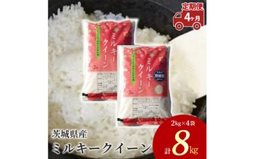 【先行予約】【定期便 4ヶ月】茨城県産 ミルキークイーン 精米8kg（2kg×4袋） ※離島への配送不可　※2024年9月下旬～2025年8月上旬頃より順次発送予定