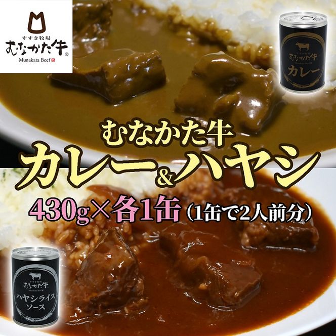 むなかた牛 金のカレー&銀のハヤシ 食べ比べセット（各1缶）【すすき牧場】_HA1271