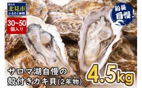 【予約：2024年10月下旬から順次発送】サロマ湖自慢の殻付きカキ貝 2年物 4.5kg詰め ( 牡蠣 かき 濃厚 魚介類 貝類 カキ ふるさと納税 牡蠣 北見市 BBQ )【114-0013-2024】