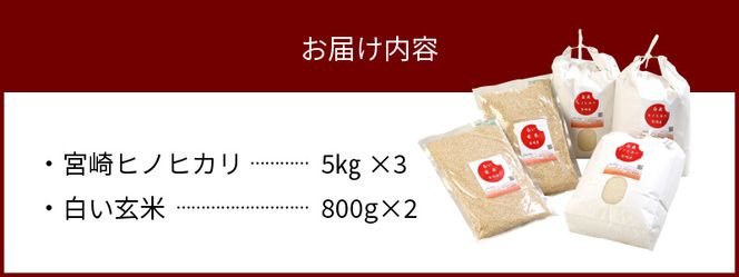 宮崎ヒノヒカリ 延岡産 白米と白い玄米セット 合計16.6kg　N0149-ZB807