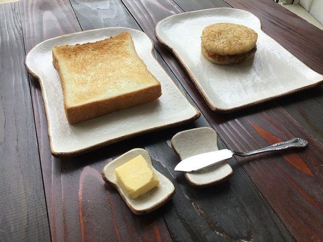 食パンの皿　ラージサイズ　4枚セット +箸置き4個セット【716】_HA0973
