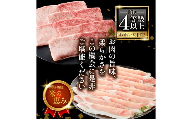 【A01138】おおいた和牛認定店はしづめ　A4等級以上「おおいた和牛」300ｇと大分県産豚「米の恵み」200ｇのしゃぶしゃぶセット