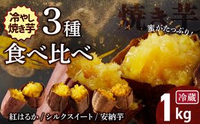 焼き芋 蜜たっぷり！冷やし焼き芋 ひえひえ君 3種食べ比べ 約1kg 芋スイーツ H047-034