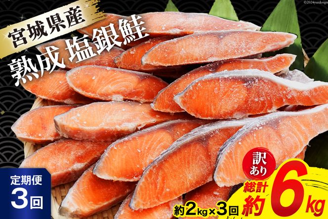 定期便 《3ヶ月連続お届け》 訳あり 宮城県産 熟成 銀鮭 切身 約2kg×3回 計6kg [宮城東洋株式会社 宮城県 気仙沼市 20563039] 魚 鮭 海鮮 国産 さけ 鮭 甘口 サケ 鮭切身 シャケ 切り身 冷凍 おかず 弁当 支援 事業者支援 サーモン