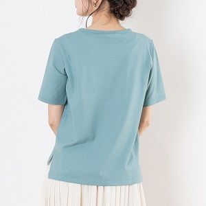 0867 レディースカットソー 半袖 グリーン