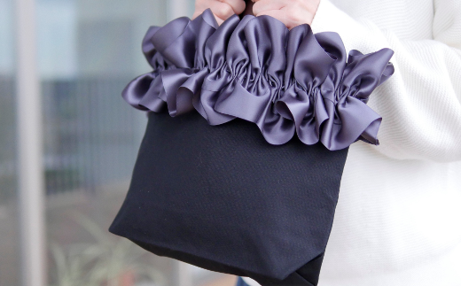 【ハンドメイド作家作品】fluffy bag ( チャコールグレー ) & ヘアゴム 1個 セット《築上町》【＊serendipity＊】 [ABAS004]