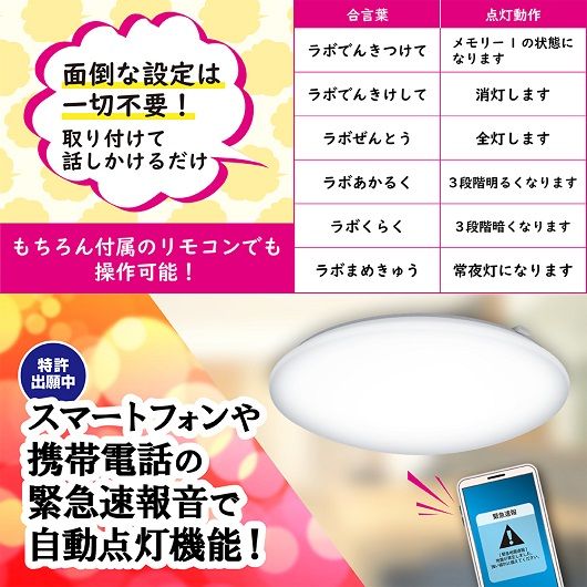 【瀧住電機工業株式会社】12畳用　音声操作リモコンシーリングライト　ＲＯＸ12１５６