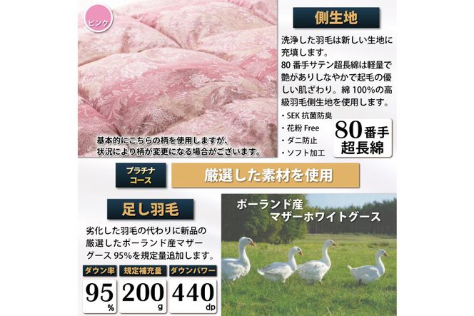 リフレッシュ 羽毛布団 掛け布団 シングル リフォーム クリーニング 布団洗浄 仕立て直し プラチナ【ポーランド産 マザーグース95％ 80超長綿 赤 柄おまかせ】 布団打ち直し 布団リフォーム リフレッシュサービス 布団 羽毛 ふとん ダウン ダウンケット 羽毛ぶとん 打ち直し 抗菌防臭 [川村羽毛 山梨県 韮崎市 20743593]