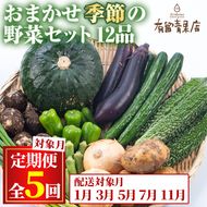 【75956】＜定期便・全5回＞自慢の農家×老舗青果店の新鮮でおいしいおまかせ野菜便(12品×5回)野菜 セット 詰合せ 詰め合せ【有留青果】