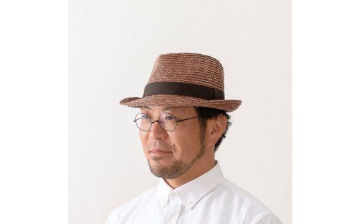 AN027-1 春日部市伝統工芸品 田中帽子店　麦わら中折れハット　ノア　ブラウン　　1点(UK-H005-S-BR)