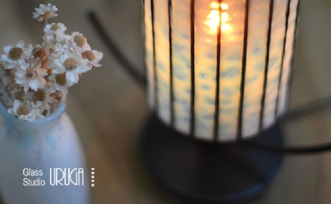 ステンドグラスランプ　雪花（スタンドライト） HAF004