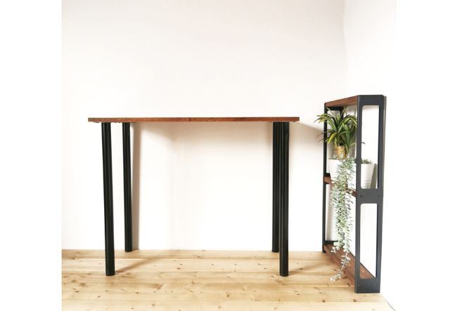 棚 MUKUとアイアンの 隙間 シェルフ ブラウン W47cm×H80cm×D10cm [新星金属製作所 大阪府 守口市 20940864] 家具 本棚 収納 コンパクト 無垢材 完成品