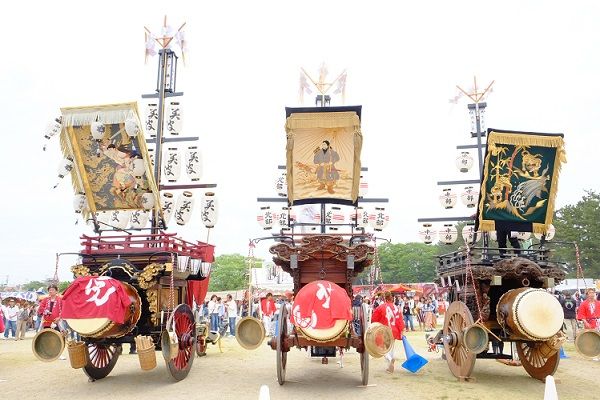 【尾張津島秋まつり】(石採祭車)オリジナルデザイン巾着バッグ＆メッシュキャップ【JLサイズ】セット