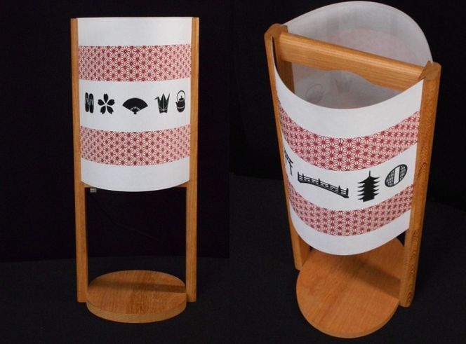 030D060 着物生地で作ったおしゃれな行灯（あんどん） 日本の文化