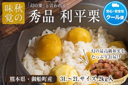 利平栗 熊本県御船町産限定 約2kg(3L-2Lサイズ)[9月上旬-10月上旬出荷]期間限定 野菜 予約 スイーツ きんとん 甘露煮 渋皮煮 栗ご飯 熊本県御船町 栗---mifune_lcl_214_2---