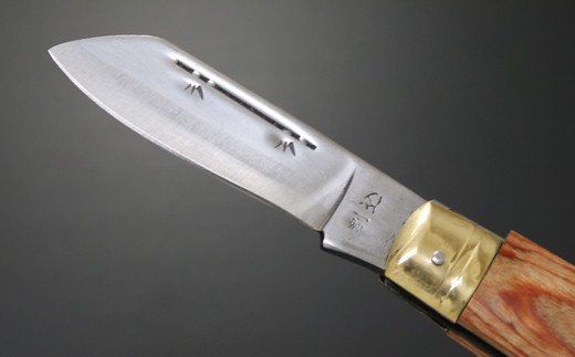 H8-50 茶合板柄 割込み電工ナイフ（KT-407） ～アウトドア キャンプ 折込ナイフ 昔ながらのナイフ ロングセラー レトロ感がたまらない 関の刃物～