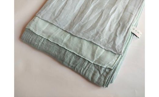 富士桜工房リネン×シルクストール「さらつや」ミントブルー　通気性に優れたストール！ FAA4036