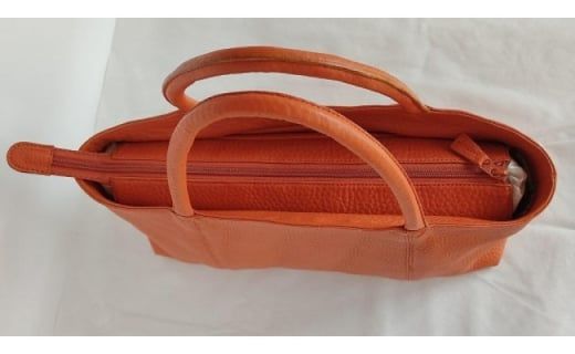 「鞄工房　香」横長トートバック　オレンジ FAA3033