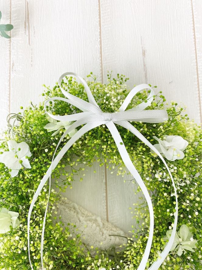 AJ090-1 プリザーブドフラワーリース【アンジュ/グリーン】春日部市 シュガーパイン