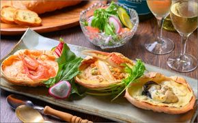 カニ屋が作る海のグラタン 夫婦ズワイガニ 甘エビ 岩牡蠣 三種 1セット 計3個入り　UO00996