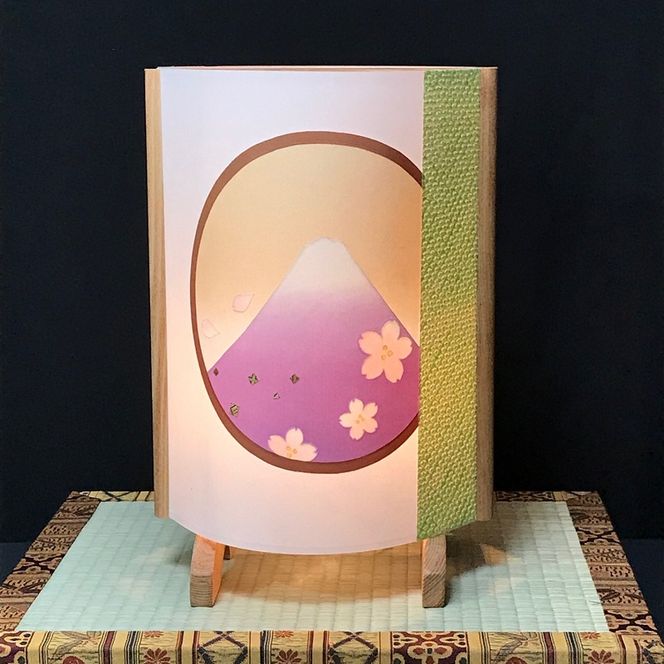 099H822 着物生地で作ったおしゃれな行灯（あんどん） 丸窓ジャパン