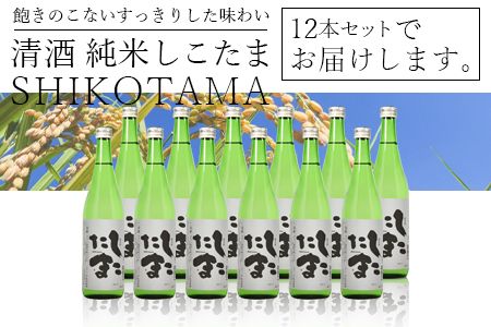 ＜清酒 純米しこたま 12本＞翌月末迄に順次出荷【 酒 お酒 清酒 純米酒 15％ 15度 山田錦 お祝い お礼 セット 家飲み おうち時間 】【a0734_hh】